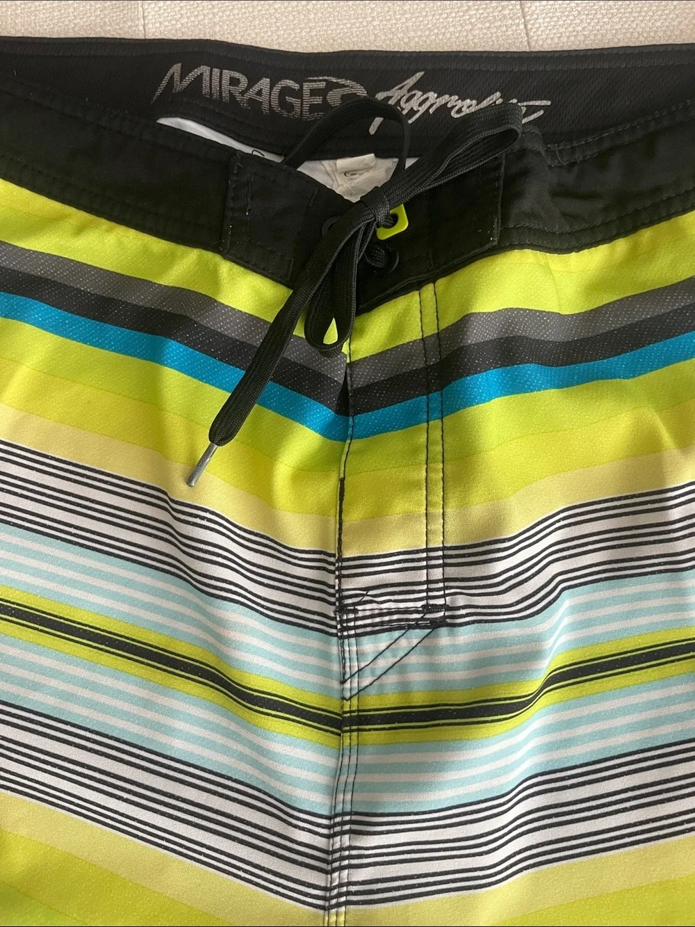 Rip Curl Lime & Blue Striped Board Shorts